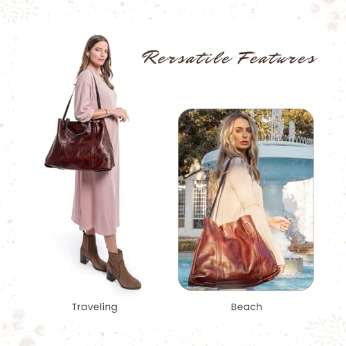Image of OLD TREND Genuine Leather Forest Island Tote | Spacious Handbag with Removable Inner Pouches