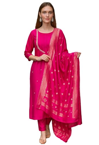 Pantalon Kurta droit brodé en soie mélangée LookMark confortable taille L