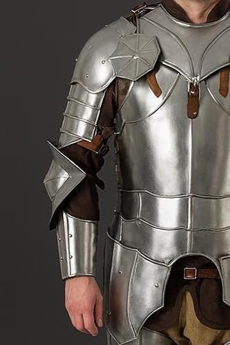 Medieval Knight Full Body Armor Set – Steel Renaissance Crusader Suit with Cuirass, Pauldrons, Arm & Leg Guards – LARP, Reenactment & Cosplay Costume