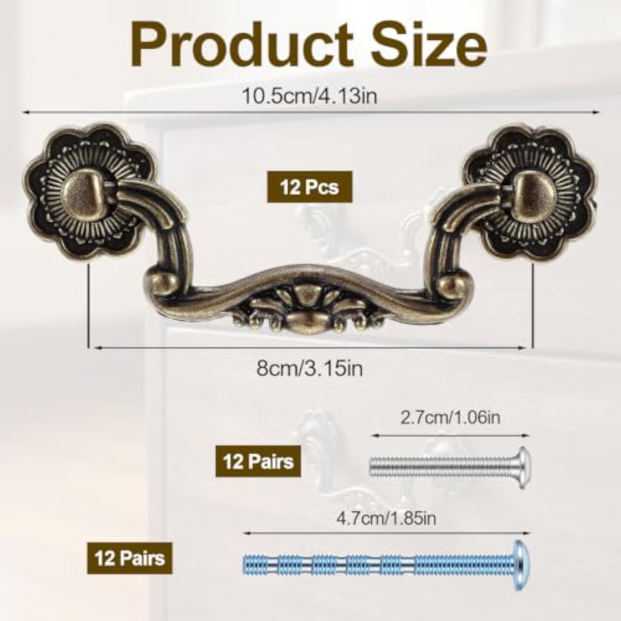 12 Pcs Antique Bronze Drop Bail Drawer Pulls, 3 Inch