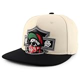 Trendy Apparel Shop Chicano Skull with Bandana Embroidered Flatbill Snapback Cap - Stone Black