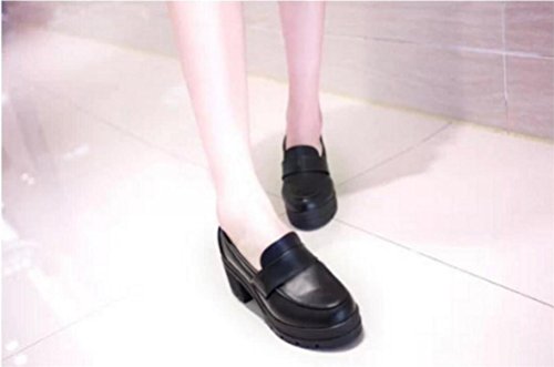 Women Oxford Shoes Lolita Cosplay Shoes Student Uniform Dress Shoes Waiter Work Pumps (6.5, Black) #TOP2
