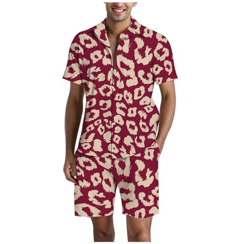 Bañador y camisa de leopardo para hombre que soluciona el calor en las vacaciones de playa