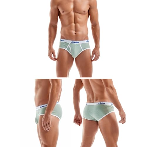 Evankin Men's Brief Underwear Sexy U-convex Pouch Underwear Cotton Mid Waist Threaded Underpants for Men2