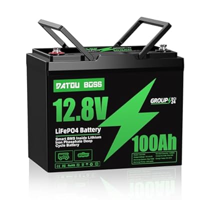 DATOUBOSS 12V 100Ah Group 24 LiFePO4 Battery, Deep Cycle Mini Lithium Battery, Built-in 100A BMS with Low-Temp Protection, Max. 15000 Cycles Perfect for RV, Camping, Solar, Off-Grid and Boat etc