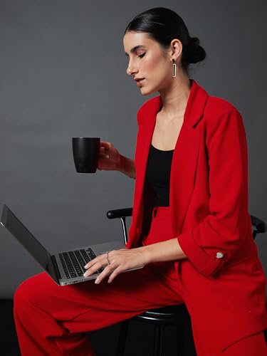 Image of Sassafras worklyf Women's Blazer Regular Fit Full Sleeves Longline Front Open Show Pocket - Casual Workwear Blazers