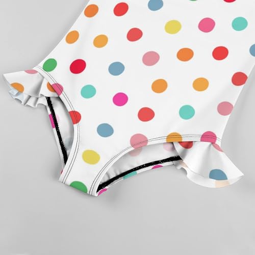 Image of Girls One Piece Swimsuit Polka Dots Ruffles Swimwear Bathing Suits 3-12 Years