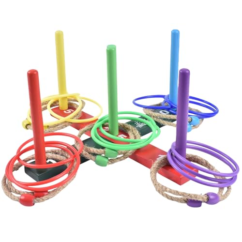 MABUA Ring Toss Game for Outdoor - 25 Ropes, 5 Pegs,1 Carry Bag