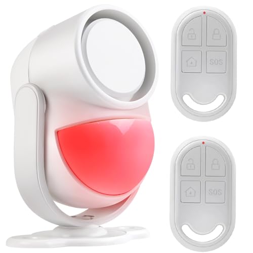 GALOOK Alarmanlage, 125dB PIR Bewegungsmelder Alarm mit 2 Fernbedienung, Anti-Diebstahl Alarmanlage Haus, Wohnung, Wohnmobil, Garage, Geschäfte, Büros, Auto, Gartenhaus - Weiß