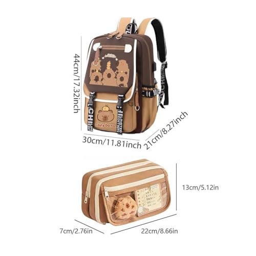 Image of Lushandy Capybara Backpack, Cute Capibara Backpacks Kawaii Kapibara Stuff Large Cartoon Capybara Bag Ita Bag