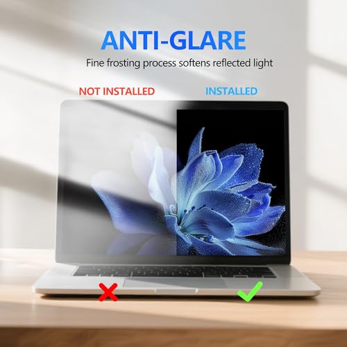 Image of 4-Way Laptop Privacy Screen Shield 15.6 Inch, Removable 16:9 Aspect 360 Privacy Filter Screen Protector for 15.6 Inch Laptop Computer, Anti Glare Blue Light Slide Mount Tabs Cover for Generic Laptop