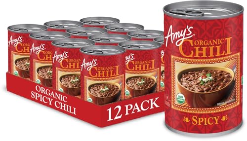 Amy's Organic Chili, Vegan Spicy Chili, Gluten Free, Made With Red Beans and Tofu, 14.7 Oz (12 Pack)