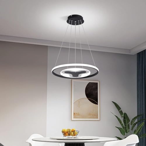 Suspension d'intérieur anneau LED noir doré de luxe pour décoration