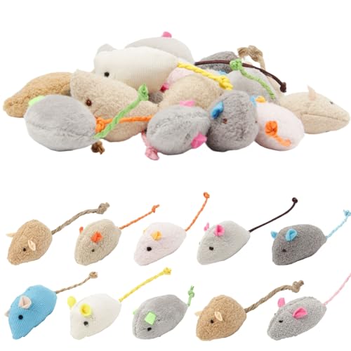 UTMACH 20 Piezas Juguetes paraGatos Ratas Ratones para Gatos de Peluche Ratones de Juguete de Hierba Gatera Juguete de Ratón de Peluche de Gato Interior (Multicolor)