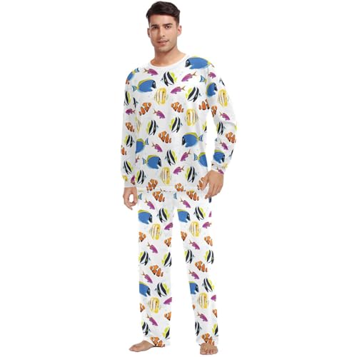 Unisex Pajama Set Long Sleeve Sleepwear Soft 2 Piece Loungewear Tropical Reef Fish Pj Sets for Women & Men2
