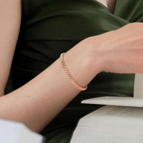 14K Gold Bracelets for Men Cuban Link Chain for Mens Non Tarnish Dainty Charm Bracelet Gift with Lobster Clasp Gold Jewelry 6.5/7/7.5/8/8.5in3