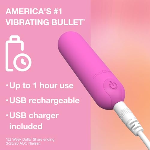 Image of plusOne Bullet Vibrator for Women - Silicone Mini Vibrator, Pink Mini | Sex Toy Personal Massager with 10 vibration settings, Fully Waterproof, USB Rechargeable