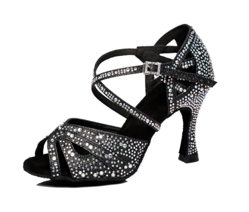 Sandales à bout ouvert chic avec strass brillants de haute qualité