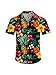 QWEHHEVG Palm leaves pineapple and blooming flowers Men's Button Shirt Beach Shorts Set, Hawaiian Short Sleeve Shirt Quick Dry Beach Shorts 2 Pcs with Bucket Hat