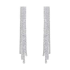 YOQUCOL Boho Tassel Chandelier Earrings Cubic Zirconia Crystal Long Drop Dangle Chain Bohemian Earrings for Women