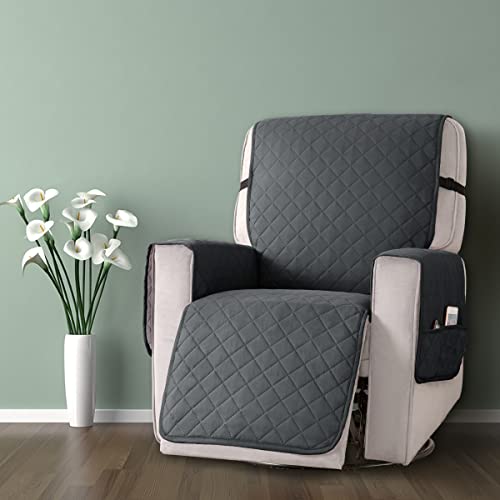 Chun Yi 28" Recliner Chair Slipcover Reversible Couch Cover, Furniture Protector For Recliner, Armchair Sofa Cover With Elastic Bands For Kids Pets Dogs, Large, Grey/Gray #TOP2