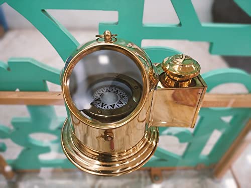 Brújula de casco binnacle de latón brillante manual miniatura 2