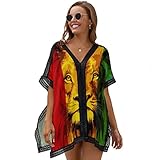 Jdadrh Womens Summer Swimsuit Swimwear Cover up Lion Beach Bikini Coverups Fashion Printing Hollow Out for Women Teen Grils