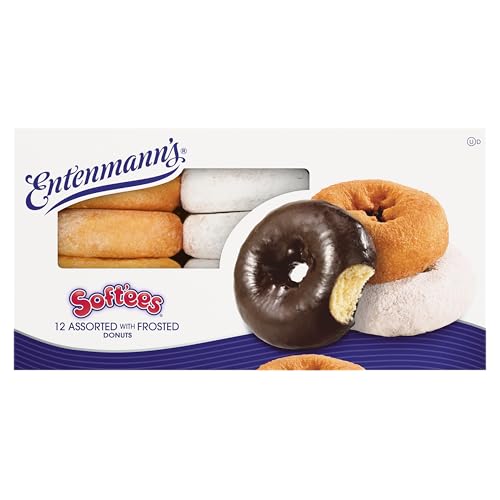 Entenmann's Soft’ees Assorted Donuts, 12 count, (1.54 oz each), Plain, Frosted, Powdered Donuts, 18.5 oz Variety Pack