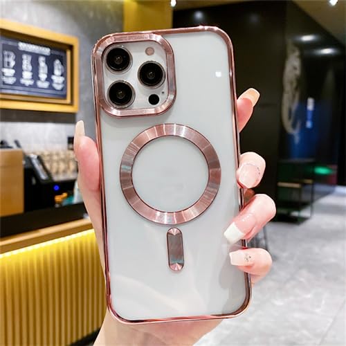 Coque de charge sans fil iPhone 11 Pro magnétique transparente rose