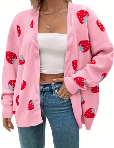 ジャケット・ブルゾン Strawberry Strawberry Hot Pink Cardigan,strawberry Cardigan ,handmade