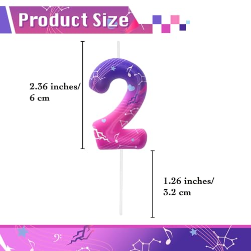Image of Pink Purple Number 2 Birthday Candles, Cartoon Themed Cupcake Toppers for Boys Girls Cake Decorations, Cake Toppers, Birthday Decorations Party Supplies, Number Candles for Party Decor