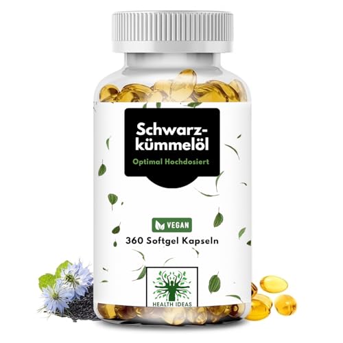 Schwarzkümmelöl Kapseln – Nigella sativa mit Oreganoöl, Kurkuma & Vitamin E – 1000 mg pro Tagesdosis – 360 Kapseln für 6 Monate – Kaltgepresst, Naturrein & Laborgeprüft – Hochdosiert