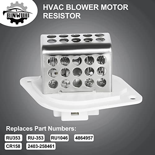 Binwuhi Ru-353 Hvac Fan Blower Motor Resistor Compatible With Jeep Wrangler Resistor 1997-2006, Jeep Cherokee Xj & Jeep Tj Resistor 1997-2001 - Replaces Oe# Ru353 Ru1046 4864957 3A1101 Cr158 #TOP5
