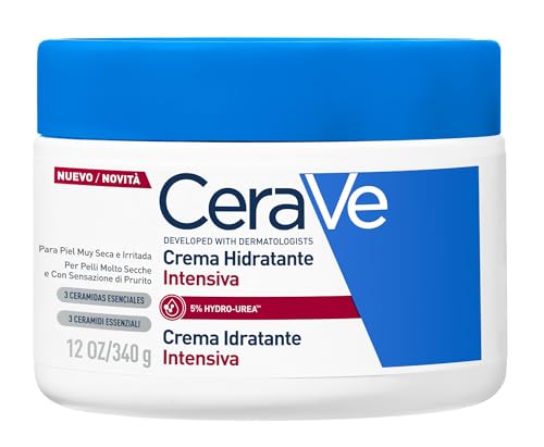 CeraVe Crema Idratante Intensiva, Per Pelli Molto Secche e Con Sensazione di Prurito, Azione Lenitiva e Sollievo Immediato, Con 3 Ceramidi Essenziali e 5% di Hydro-Urea, 340 g