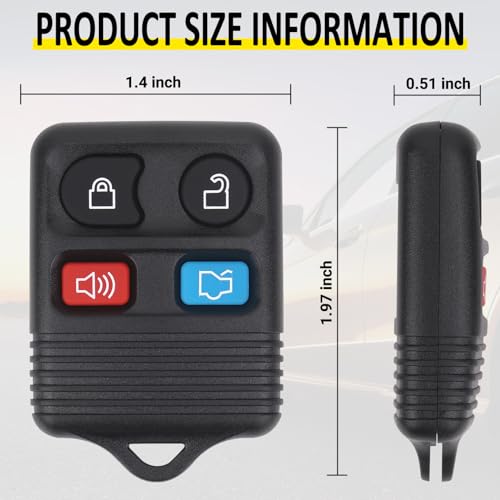 Image of Vurkcy Keyless Entry Remote Key Fob Compatible with Ford Escape Explorer Expedition Focus Fusion Mustang Taurus, Lincoln, Mercury, Mazda, Replacement for CWTWB1U345, 4 Button (Pack of 2)