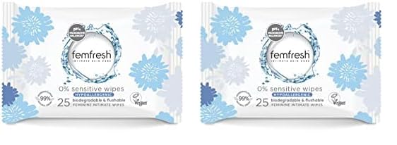 Intimate Skincare 0% Sensitive Hypoallergenic Wipes, Pack of 50