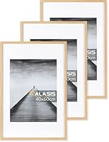 Walasis Bilderrahmen 40x60 Holz mit Passepartout: 3er Set 60x40 Foto Rahmen für Poster - Fotorahmen mit Acrylglas