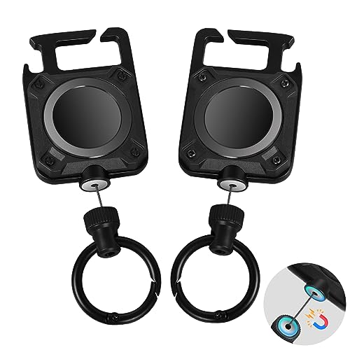 Heavy Duty Retractable Keychain with Magnetic Closure,Retractable Badge Holders Reel with Strong Dyneema Cord,Retractable Lanyards for Id Badges,and Beer Bottle Opener - Perfect for Everyday Use