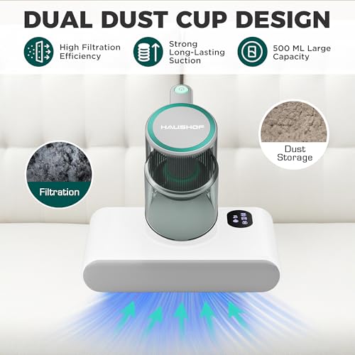 HAUSHOF Mattress Vacuum Cleaner with 275 nm UV Light, Bed Vacuum Cleaner with 16 kPa Suction, Ultrasonic Dual Cup Dust Mite Vacuum Cleaner with HEPA Filter, 60 °C Heat Function for Bed, Sofa - Image 9