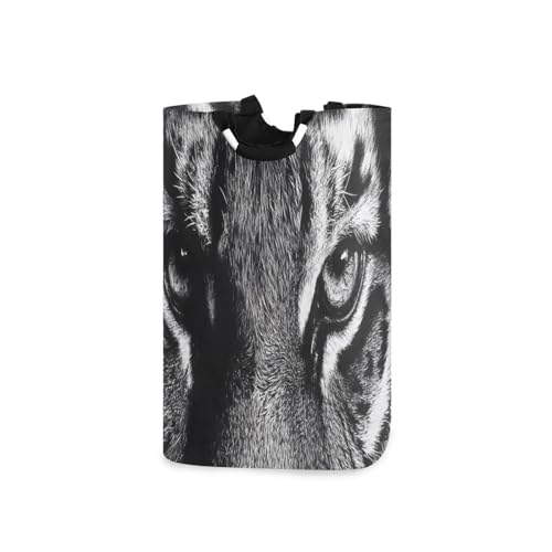 Jihqo Laundry Hamper Basket Tiger Grey Collapsible Nursery Storage Bin Waterproof Clothing Baskets for Home Bedroom Bathroom Washing Room