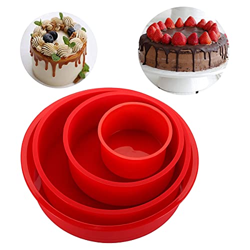 Silikon Kuchenform Runde Backform, BPA-frei Antihaft-Backformen Pfanne für Kuchen und Brote (9.5cm+15.5cm+20cm+22.5cm) Cover