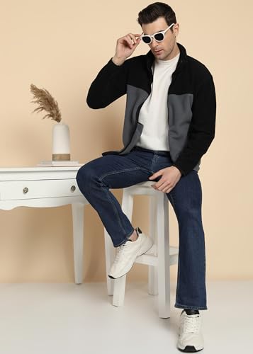 Image of Alan Jones Clothing Men's Fleece Full-Zip Jacket | Warm Puffy Polyester Jacket with Stand Collar & Piped Cuffs