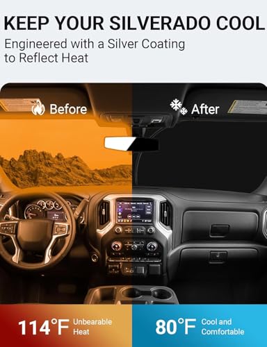 Image of Proadsy Windshield Sun Shade Custom Fit Chevy Silverado 1500 2Dr 4Dr 2019-2024 2025 2026 4-Layer Foldable Front Sunshade Protector Sun Visor Blocks UV Rays Keep Car Cooler Accessories