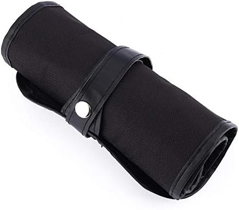Yosoo Canvas Pencil Wrap,36 Pencil Holder Colored Pencils Pouch Case Roll Multi-Purpose Pouch, Unrolls Flat for Easy Access, Press-Stud for Security (Black)
