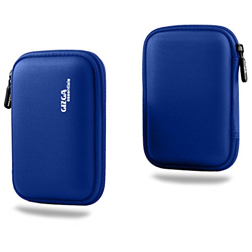 Image of Gizga Essentials Nylon Hard Drive Case Shell, 6.35cm /2.5-inch, Portable Storage Organizer Bag for Earphone USB Cable Power Bank Mobile Charger Digital Gadget Hard Disk, Water Resistance Material, Blue
