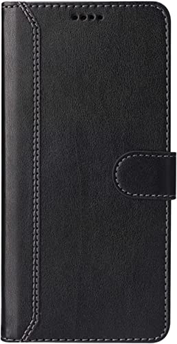 Étui en cuir pour iPhone 13 Mini noir à clapet folio magnétique haut de gamme