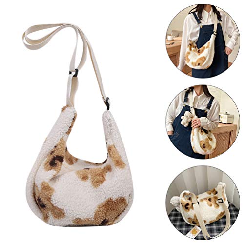 Amosfun Bolsa de Pelúcia Nas Axilas Bolsa Feminina Bolsa de Ombro Impressão Vacas Bolsa de Axila Bol