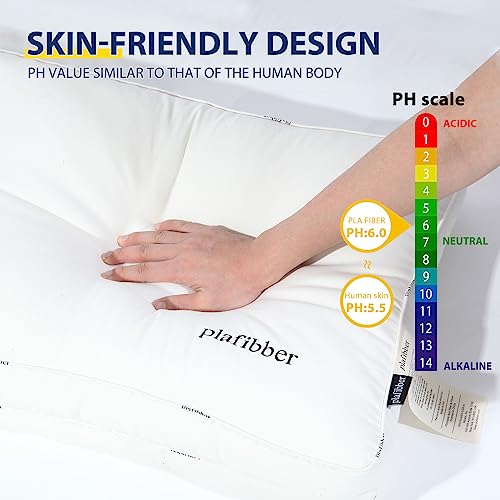 Plafibber Pillows Queen Size Set Of 2,Filled With Natural Cooling Polylactic Acid Fiber,Allergy Friendly Bed Pillow For Back,Stomach,Or Side Sleepers,Fluffy Soft Down Alternative Hotel Pillows #TOP3