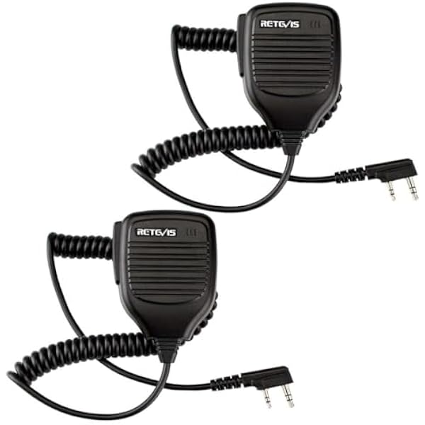 Głośnik Ręczny Retevis 2-Stykowy Radiotelefon Zdalny Głośnik Mikrofon Kompatybilny z Walkie Talkie Retevis RT24 RT28 RT27 Baofeng BF-888S UV-5R KENWOOD WOUXUN HYT TYT (2 Szt.)