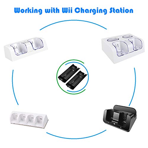 Image of NIFERY Wii Remote Batteries Rechargeable, 2 Pack 2800mAh Rechargeable Batteries for Wii /Wii U Remote Controller (White)